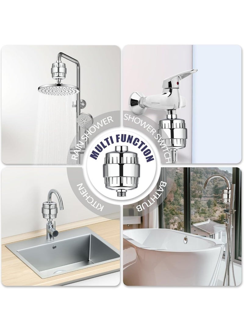 Rosa 20-Stage Shower Water Filter for Hard Water, High Pressure Water Softener, Chlorine Fluoride Removal, Universal G1/2, Chrome Finish - Image 2